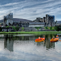 Buy canvas prints of Little Rowers At Caerphilly Castle 2 by Steve Purnell