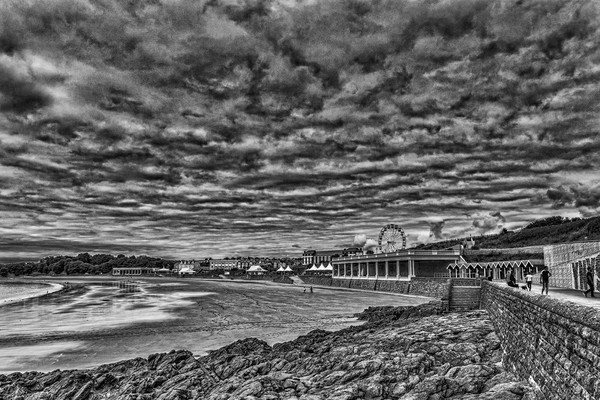Dramatic Barry Island Monochrome Picture Board by Steve Purnell