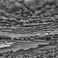 Buy canvas prints of Dramatic Barry Island Monochrome by Steve Purnell