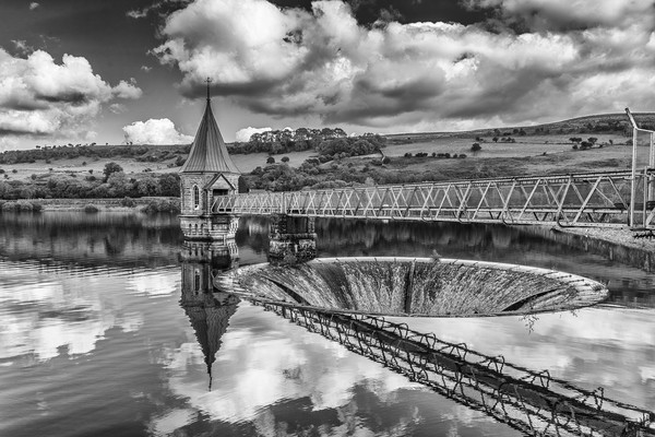 Pontsticill Valve Tower Monochrome Picture Board by Steve Purnell
