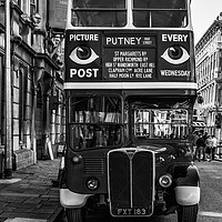 Buy canvas prints of The Bus To Putney Monochrome by Steve Purnell