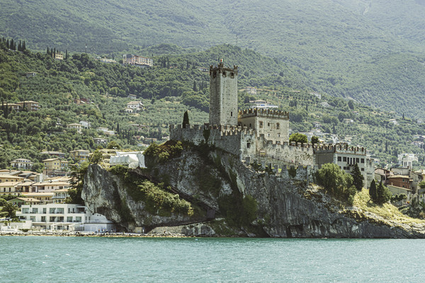 Majestic Scaliger Castle on Lake Garda Picture Board by Steve Purnell