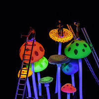 Buy canvas prints of Neon Mushroom Miners 2 by Steve Purnell