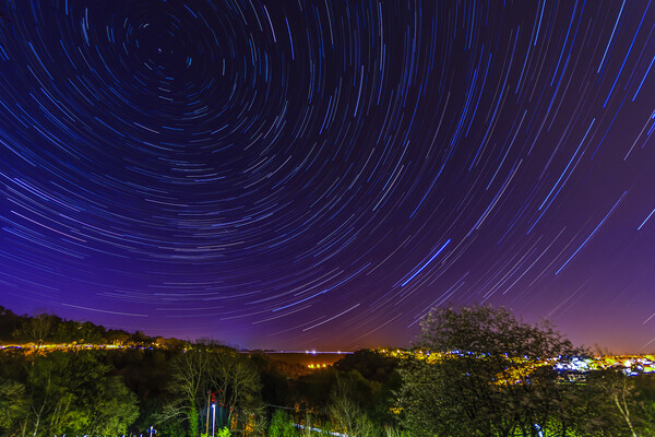 Rhymney Valley Star Trails Picture Board by Steve Purnell