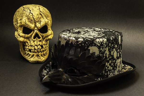 Top Hat Skull And Mask 2 Picture Board by Steve Purnell