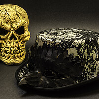 Buy canvas prints of Top Hat Skull And Mask 2 by Steve Purnell