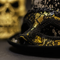 Buy canvas prints of Top Hat Skull And Mask 4 by Steve Purnell