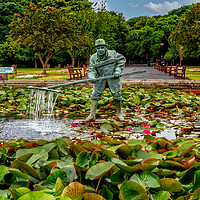 Buy canvas prints of Shrimper Fountain in Lowther Gardens by Roger Green