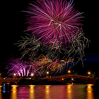 Buy canvas prints of Fireworks over the Venetian Bridge by Roger Green