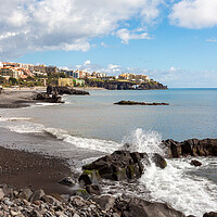 Buy canvas prints of Beach at Funchal by Roger Green