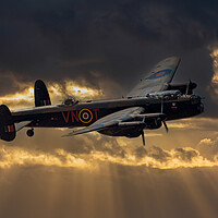 Buy canvas prints of Lancaster Bomber at Sunset by Roger Green