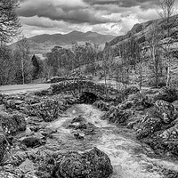 Buy canvas prints of Ashness Bridge in Black and White by Roger Green