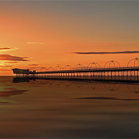 Buy canvas prints of Southport Pier Reflected by Roger Green