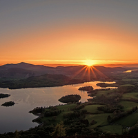 Buy canvas prints of Sunset over Keswick by Roger Green