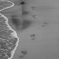 Buy canvas prints of Foot Steps in the Sand by Roger Green