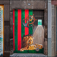 Buy canvas prints of Funchals Painted Doors by Roger Green