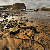Buy canvas prints of Staithes Harbour by Richard Peck