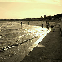 Buy canvas prints of Sunny evening at Swansea Bay. by Becky Dix