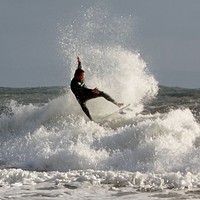 Buy canvas prints of Surfing at Langland Bay. by Becky Dix