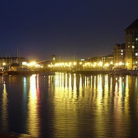 Buy canvas prints of Swansea Marina by Night. by Becky Dix