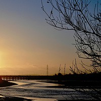 Buy canvas prints of Lougher Bridge at Sunset. by Becky Dix