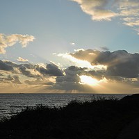Buy canvas prints of Sunset at Limeslade. by Becky Dix
