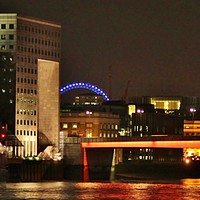 Buy canvas prints of Southwark Bridge & London Eye. by Becky Dix