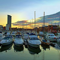 Buy canvas prints of Swansea Marina at Dusk by Becky Dix