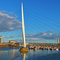Buy canvas prints of The Swansea Sail Bridge. by Becky Dix