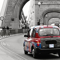 Buy canvas prints of Union Jack Taxi. by Becky Dix