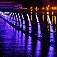 Buy canvas prints of Neon Railings. by Becky Dix