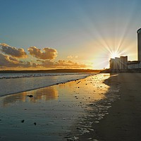 Buy canvas prints of Sunset at Swansea Bay. by Becky Dix