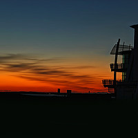 Buy canvas prints of Llanelli Discovery Centre at Sunset. by Becky Dix