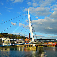 Buy canvas prints of Sail Bridge, Swansea. by Becky Dix
