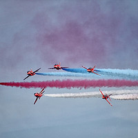 Buy canvas prints of The Red Arrows 1 by Becky Dix