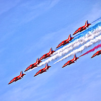 Buy canvas prints of The RAF Red Arrows 3 by Becky Dix