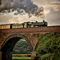 Buy canvas prints of Nunney Castle 5029 Steam Train. by Becky Dix
