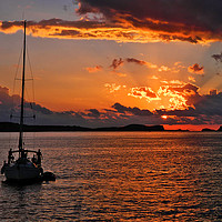 Buy canvas prints of Golden Glow of Ibiza by Becky Dix