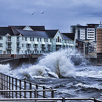 Buy canvas prints of Stormy Weather at the Bay. by Becky Dix