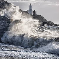 Buy canvas prints of Mumbles Lighthouse Waves. by Becky Dix