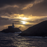 Buy canvas prints of Mumbles Lighthouse at Sunrise. by Becky Dix