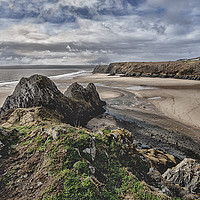Buy canvas prints of Three Cliff Bay, Gower Peninsular. by Becky Dix