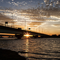 Buy canvas prints of Sunset by the Bridge. by Becky Dix