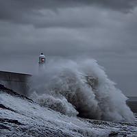 Buy canvas prints of  Mighty Waves in Porthcawl. by Becky Dix