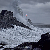 Buy canvas prints of  Storm Desmond in Porthcawl.  by Becky Dix