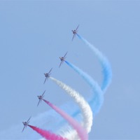 Buy canvas prints of Red Arrows Banking Right by alan willoughby