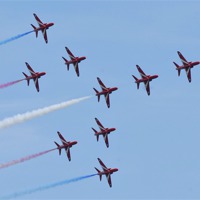 Buy canvas prints of Red Arrows in Flanker Formation by alan willoughby