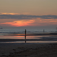 Buy canvas prints of Sun set on Crosby beach by simon sugden