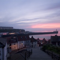 Buy canvas prints of sunset whitby harbour by simon sugden