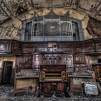 Buy canvas prints of Old abandoned church organ  by simon sugden